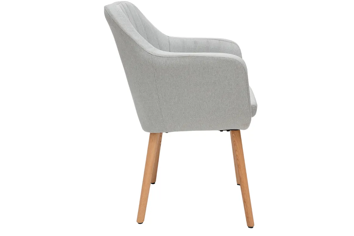 Miliboo Fauteuil Design|Voir Tous Les Fauteuils-Chaise scandinave en tissu gris clair et bois clair ALEYNA