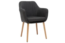 Miliboo Fauteuil Design|Voir Tous Les Fauteuils-Chaise scandinave en tissu gris anthracite et bois clair ALEYNA