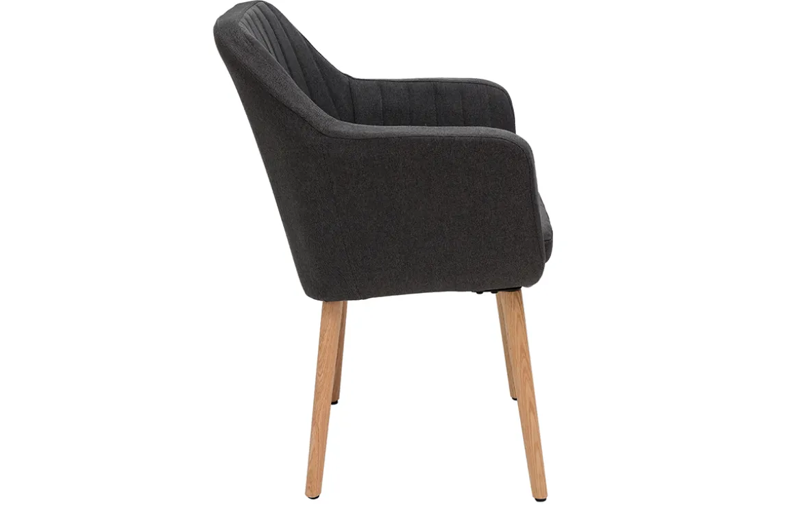 Miliboo Fauteuil Design|Voir Tous Les Fauteuils-Chaise scandinave en tissu gris anthracite et bois clair ALEYNA