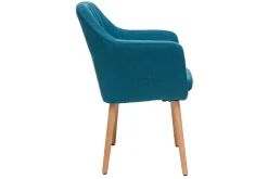 Miliboo Fauteuil Design|Voir Tous Les Fauteuils-Chaise scandinave en tissu bleu canard et bois clair ALEYNA