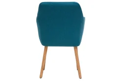 Miliboo Fauteuil Design|Voir Tous Les Fauteuils-Chaise scandinave en tissu bleu canard et bois clair ALEYNA