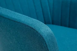 Miliboo Fauteuil Design|Voir Tous Les Fauteuils-Chaise scandinave en tissu bleu canard et bois clair ALEYNA