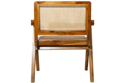 Miliboo Chaise Design|Chaise En Bois-Chaise vintage en bois teck massif et cannage rotin JANNIE