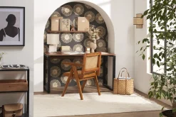 Miliboo Chaise Design|Chaise En Bois-Chaise vintage en bois teck massif et cannage rotin JANNIE