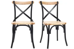 Miliboo Chaise Design|Chaise En Bois-Chaises bistrot bois clair massif et métal noir (lot de 2) JAKE