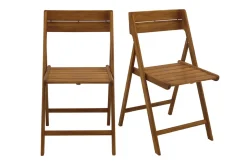 Miliboo Chaise De Jardin-Chaises de jardin pliantes en bois massif (lot de 2) DIEGO