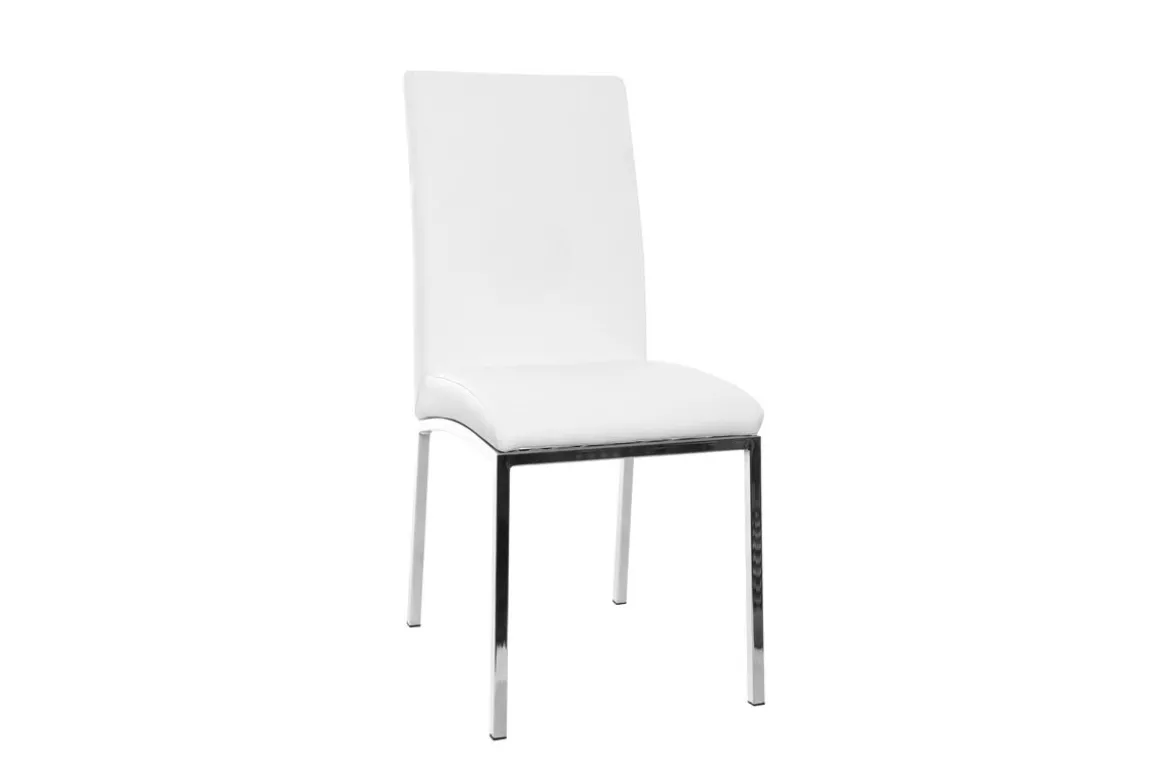 Miliboo Chaise Design-Chaises design blanc et acier chromé (lot de 2) SIMEA