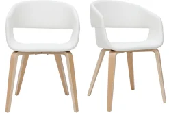 Miliboo Chaise Design-Chaises design blanc et bois clair (lot de 2) SLAM