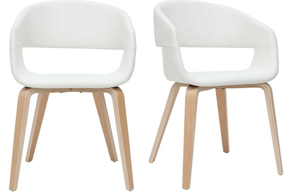 Miliboo Chaise Design-Chaises design blanc et bois clair (lot de 2) SLAM