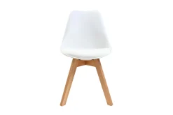 Miliboo Chaise Design-Chaises design blanc et bois clair massif (lot de 2) PAULINE