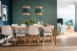 Miliboo Chaise Design-Chaises design blanc et bois clair massif (lot de 2) PAULINE