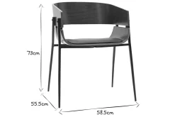 Miliboo Chaise Design-Chaises design bois foncé et métal noir (lot de 2) WESS