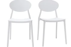 Miliboo Chaise Design|Chaise De Jardin-Chaises design empilables blanches intérieur - extérieur (lot de 2) ANNA