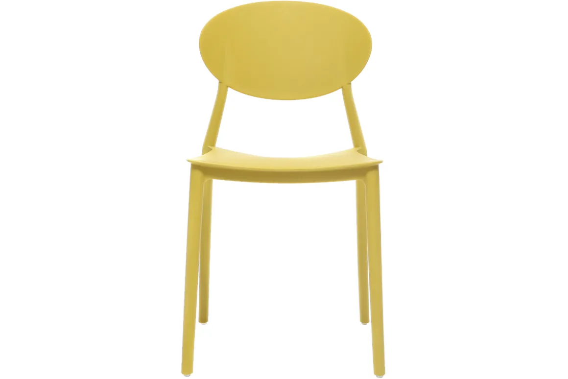 Miliboo Chaise Design|Chaise De Jardin-Chaises design empilables jaunes intérieur - extérieur (lot de 2) ANNA