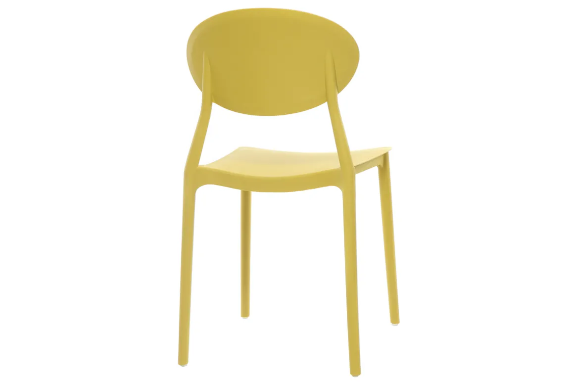 Miliboo Chaise Design|Chaise De Jardin-Chaises design empilables jaunes intérieur - extérieur (lot de 2) ANNA