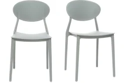 Miliboo Chaise Design|Chaise De Jardin-Chaises design empilables gris clair intérieur - extérieur (lot de 2) ANNA