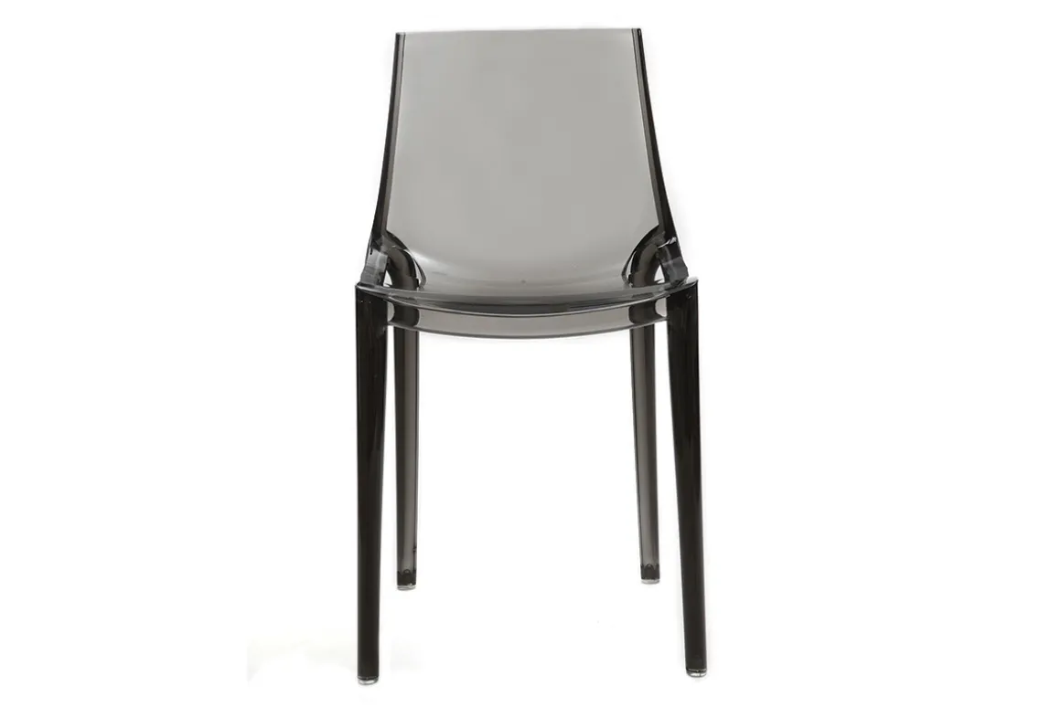 Miliboo Chaise Design|Chaise De Jardin-Chaises design empilables gris transparent intérieur - extérieur (lot de 2) YZEL