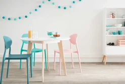 Miliboo Chaise Design|Chaise De Jardin-Chaises design empilables bleu canard intérieur - extérieur (lot de 2) ANNA