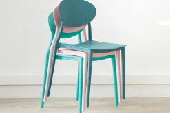 Miliboo Chaise Design|Chaise De Jardin-Chaises design empilables bleu canard intérieur - extérieur (lot de 2) ANNA