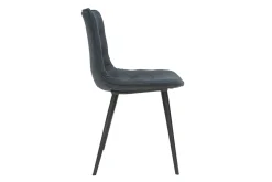 Miliboo Chaise Design-Chaises design en tissu effet velours gris foncé et métal noir (lot de 2) PARKER