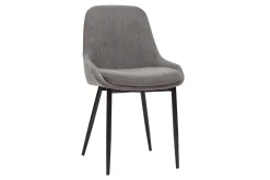Miliboo Chaise Design-Chaises design en tissu effet velours gris et métal noir (lot de 2) HOLO