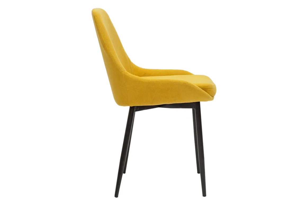 Miliboo Chaise Design-Chaises design en tissu effet velours jaune moutarde et métal noir (lot de 2) HOLO