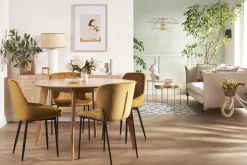 Miliboo Chaise Design-Chaises design en tissu effet velours jaune moutarde et métal noir (lot de 2) HOLO