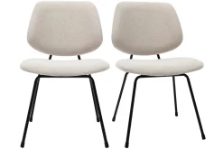 Miliboo Chaise Design-Chaises design en tissu effet velours beige et métal noir (lot de 2) BARNET