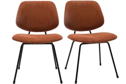 Miliboo Chaise Design-Chaises design en tissu effet velours terre brûlée et métal noir (lot de 2) BARNET