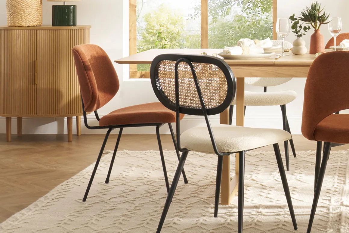 Miliboo Chaise Design-Chaises design en tissu effet velours terre brûlée et métal noir (lot de 2) BARNET