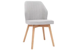 Miliboo Chaise Design-Chaises design en tissu effet velours gris et bois clair (lot de 2) FANETTE