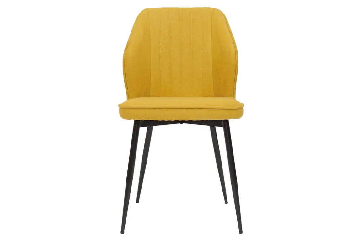 Miliboo Chaise Design-Chaises design en tissu effet velours jaune moutarde et métal noir (lot de 2) FANETTE