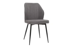 Miliboo Chaise Design-Chaises design en tissu effet velours gris et métal noir (lot de 2) FANETTE