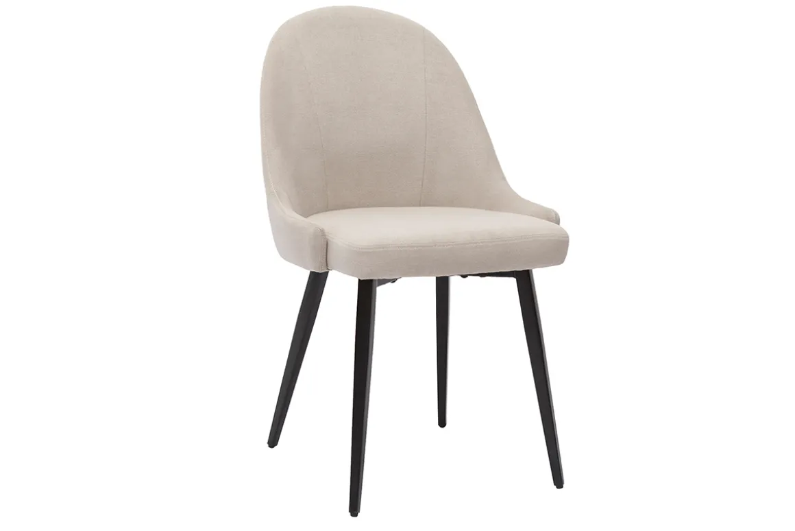 Miliboo Chaise Design-Chaises design en tissu effet velours beige et métal noir (lot de 2) REEZ