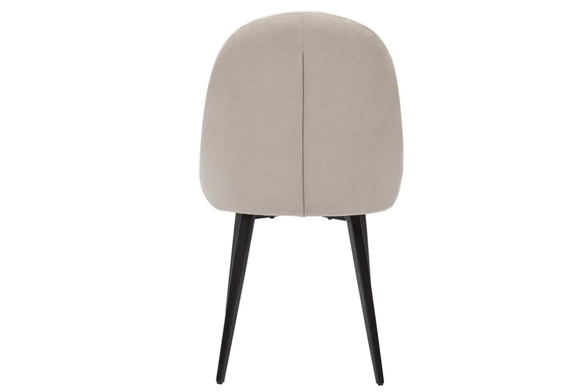 Miliboo Chaise Design-Chaises design en tissu effet velours beige et métal noir (lot de 2) REEZ