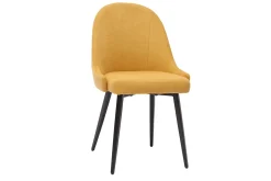 Miliboo Chaise Design-Chaises design en tissu effet velours jaune moutarde et métal noir (lot de 2) REEZ