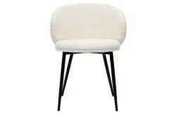 Miliboo Chaise Design-Chaises design en tissu effet laine bouclée écru et métal noir (lot de 2) ROSALIE
