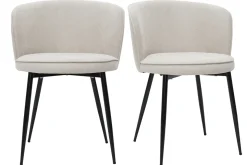 Miliboo Chaise Design-Chaises design en tissu effet velours beige et métal noir (lot de 2) SERIF