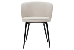 Miliboo Chaise Design-Chaises design en tissu effet velours beige et métal noir (lot de 2) SERIF