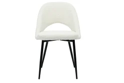 Miliboo Chaise Design-Chaises design en tissu effet laine bouclée blanc et métal noir (lot de 2) COSETTE