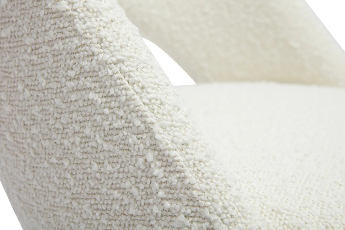 Miliboo Chaise Design-Chaises design en tissu effet laine bouclée blanc et métal noir (lot de 2) COSETTE