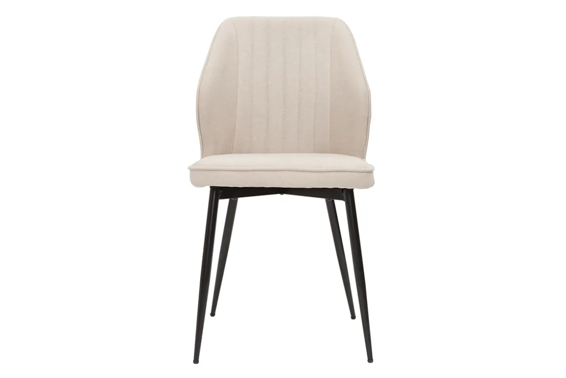Miliboo Chaise Design-Chaises design en tissu effet velours beige et métal noir (lot de 2) FANETTE