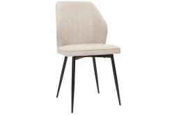 Miliboo Chaise Design-Chaises design en tissu effet velours beige et métal noir (lot de 2) FANETTE