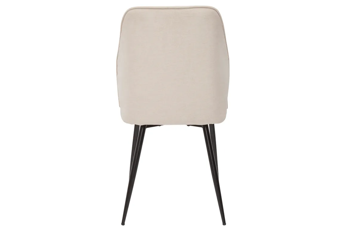 Miliboo Chaise Design-Chaises design en tissu effet velours beige et métal noir (lot de 2) FANETTE