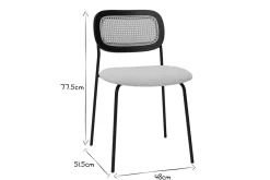 Miliboo Chaise Design-Chaises design en tissu effet velours texturé beige, métal noir et cannage rotin (lot de 2) MIRANDA