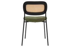 Miliboo Chaise Design-Chaises design en tissu effet velours texturé vert kaki, métal noir et cannage rotin (lot de 2) MIRANDA