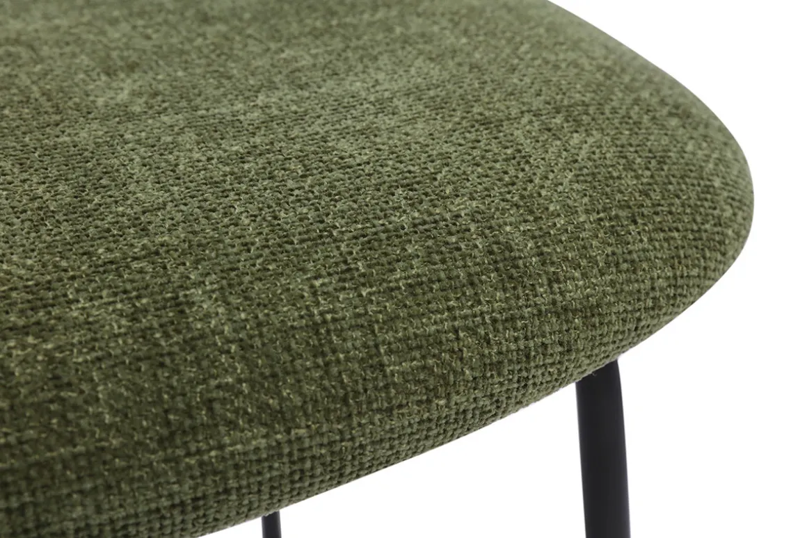 Miliboo Chaise Design-Chaises design en tissu effet velours texturé vert kaki, métal noir et cannage rotin (lot de 2) MIRANDA