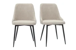 Miliboo Chaise Design-Chaises design en tissu effet velours beige naturel et métal noir (lot de 2) CULT
