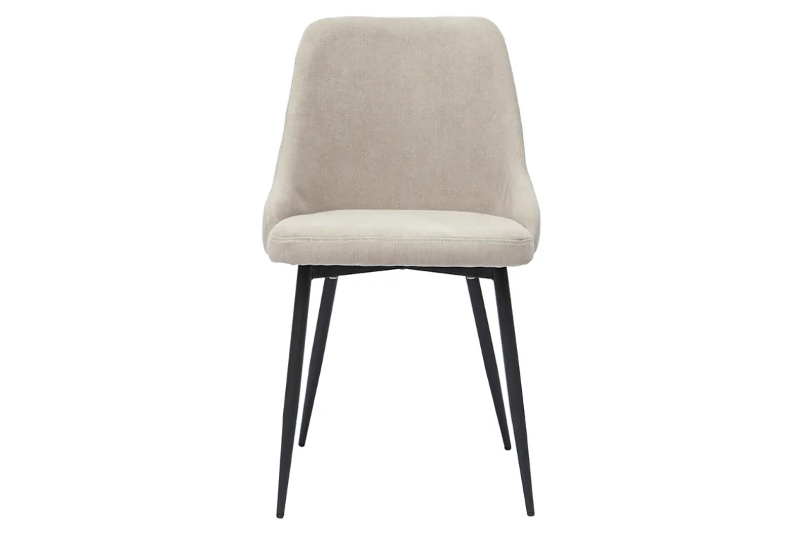 Miliboo Chaise Design-Chaises design en tissu effet velours beige naturel et métal noir (lot de 2) CULT