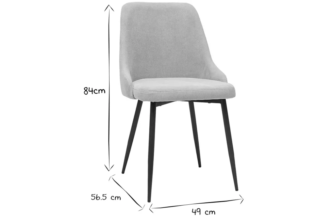 Miliboo Chaise Design-Chaises design en tissu effet velours beige naturel et métal noir (lot de 2) CULT